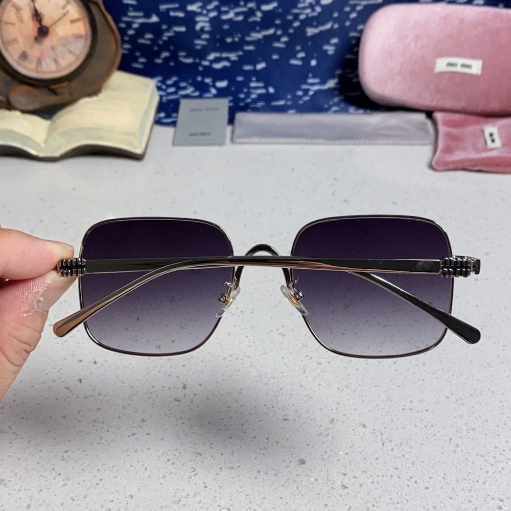 Miu Miu Silver Frame Sunglasses Purple Lens Oversized - Picture 7 of 10